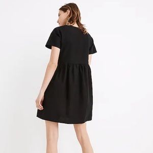 Madewell Linen-Blend Alexandra Button-Front Mini Dress Large in Black